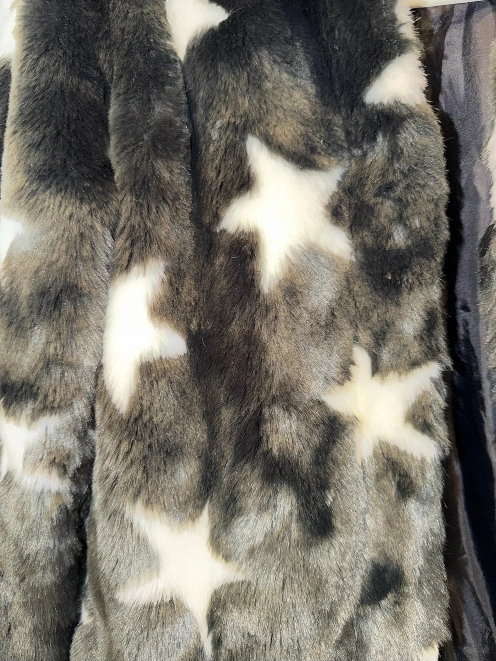 Epic Threads Star-Print Faux Fur Jacket - Gray & White